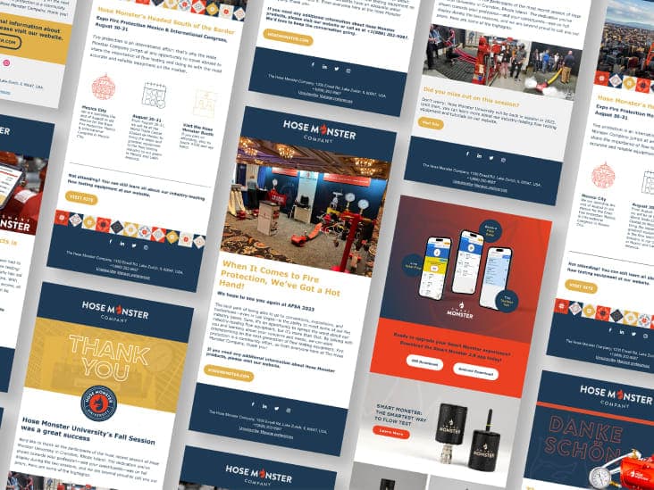 A collection of screenshots of the Hose Monster website.