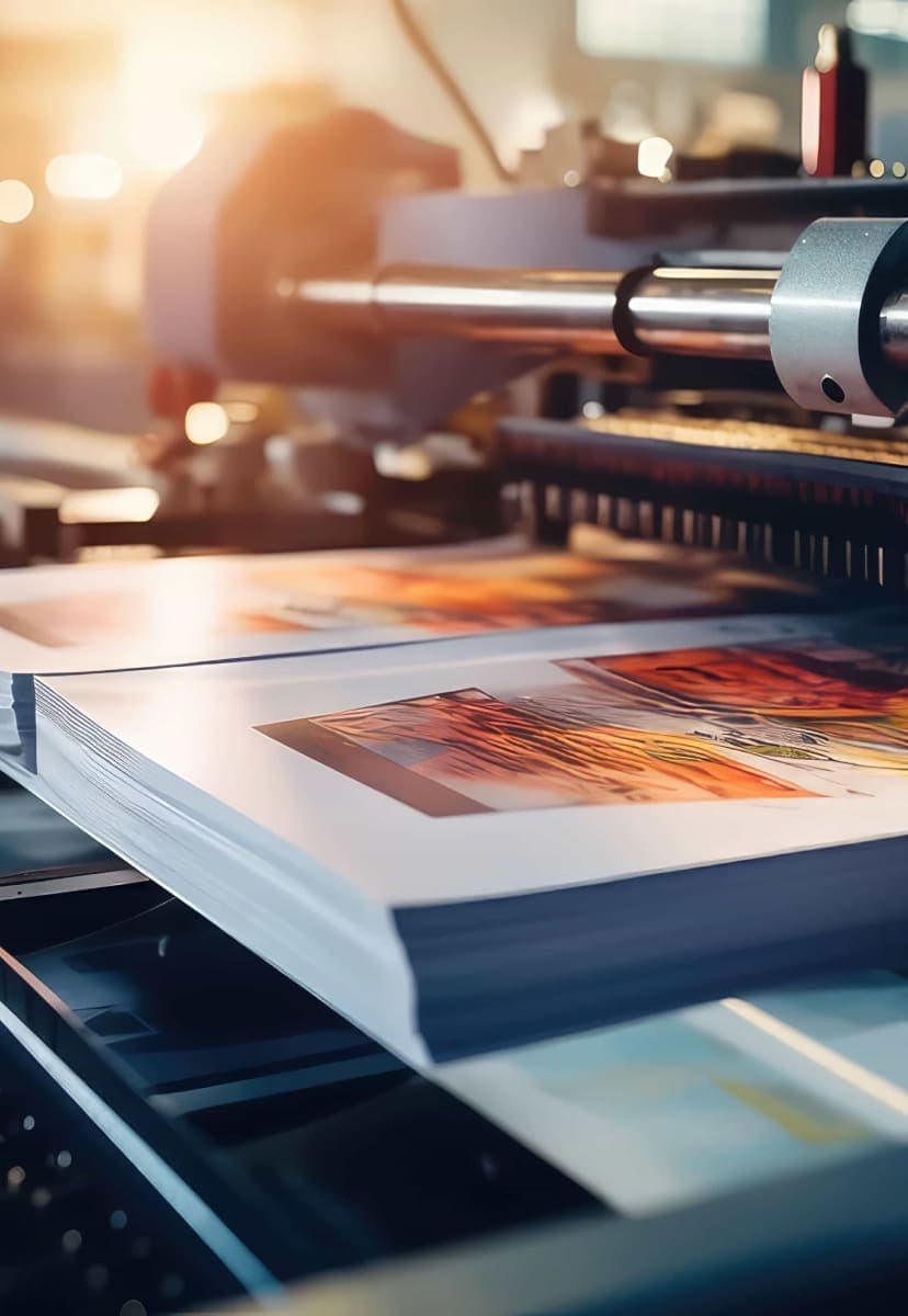 Colorful paper printing off an industrial printer