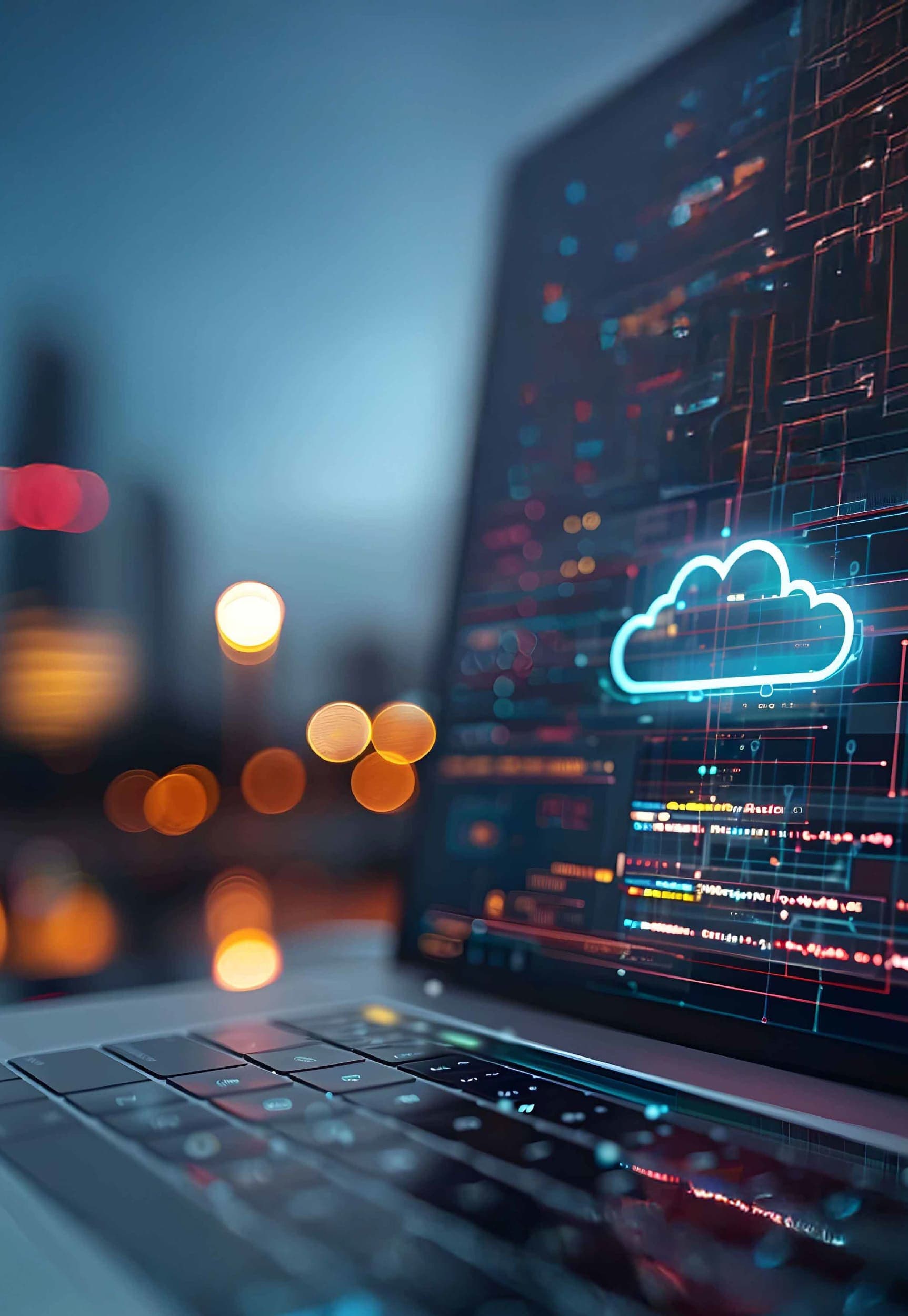 Computer displaying a cloud on the screen