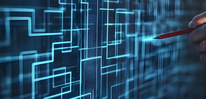 light-blue-lines-on-dark-blue-background-with-hand-holding-pen